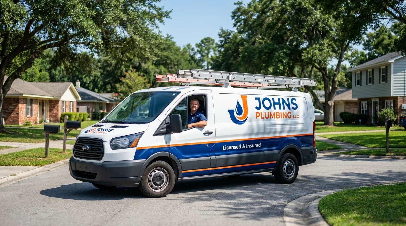 Johns Plumbing LLC service van in Powder Springs, GA