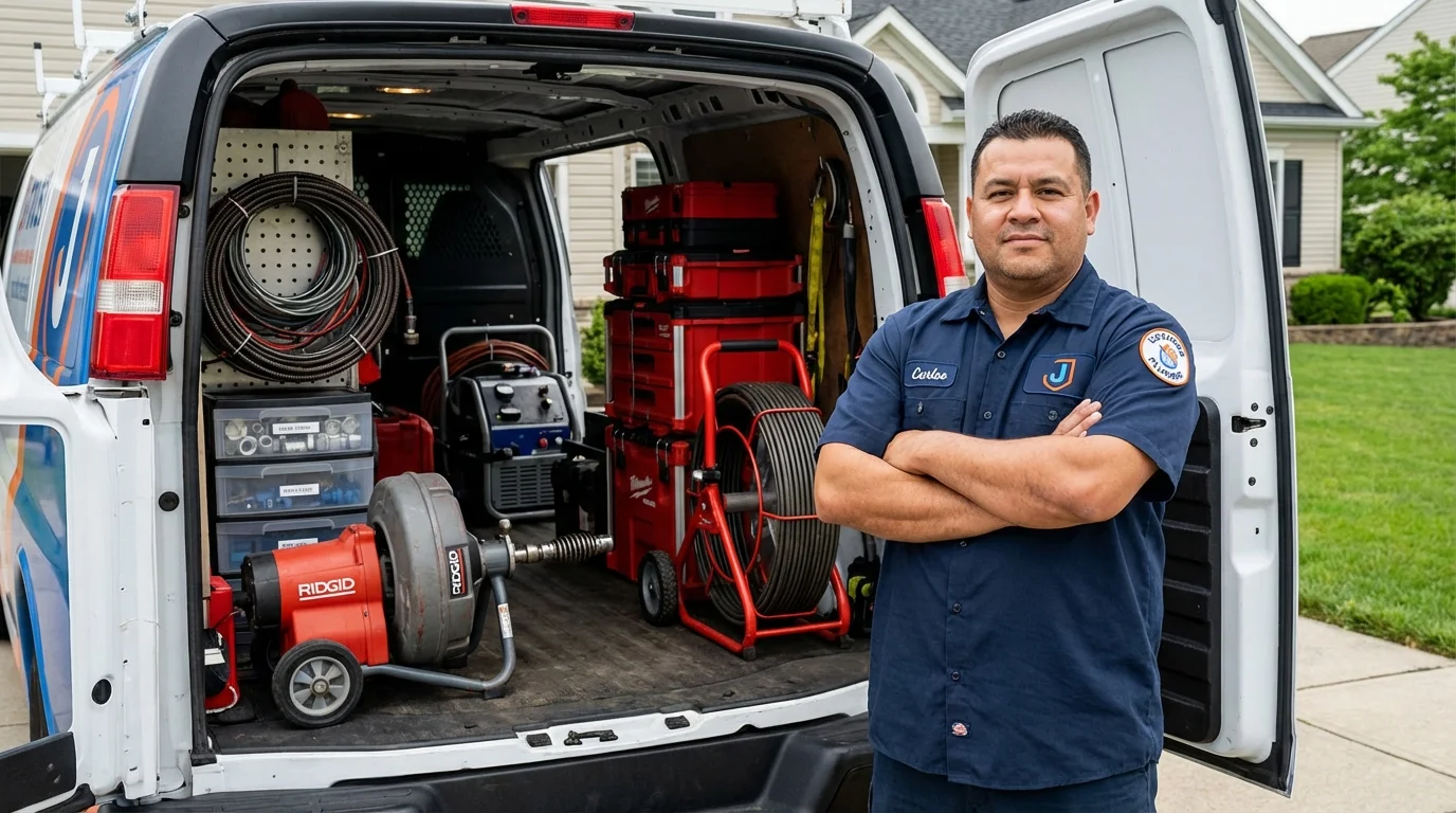 Professional drain cleaning equipment and Johns Plumbing LLC plumber in Powder Springs