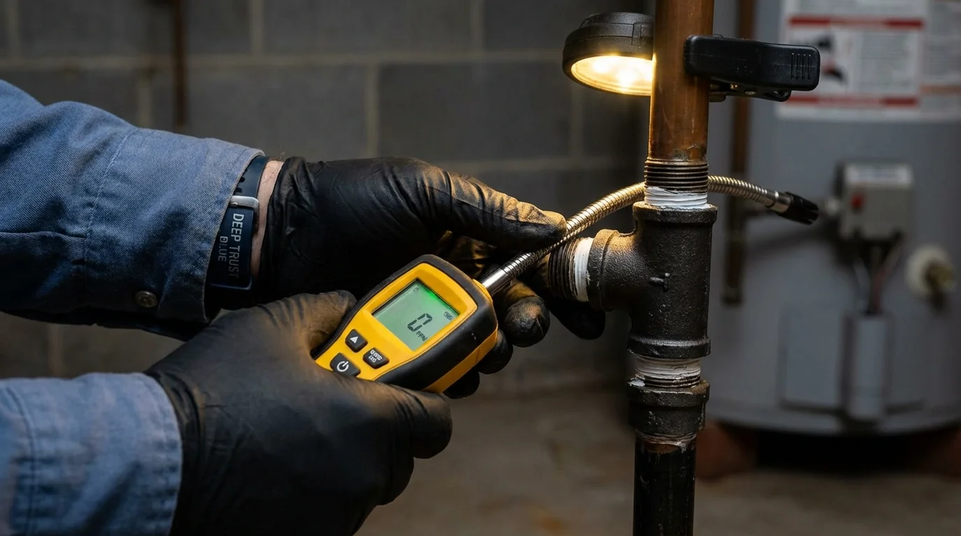 Gas leak detection with electronic sniffer by Johns Plumbing LLC in Powder Springs