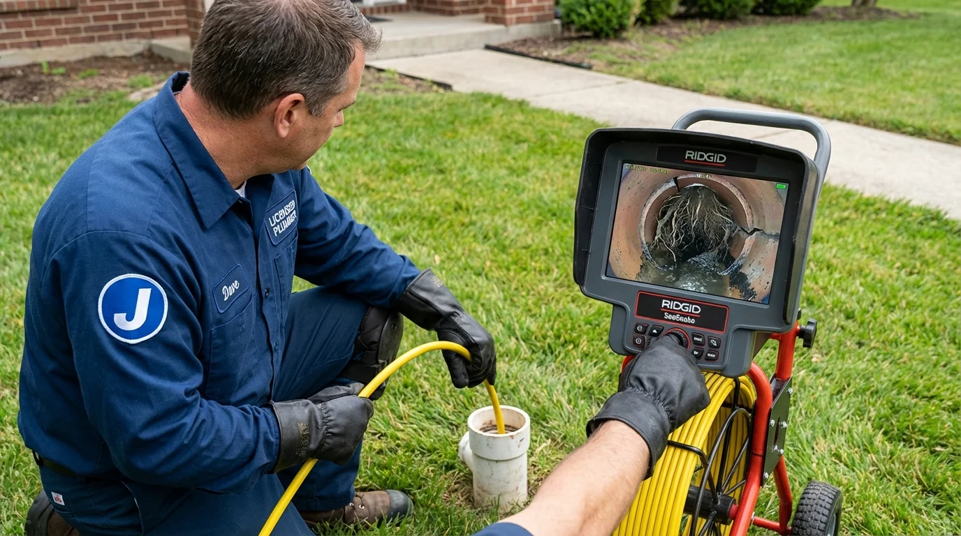 Sewer camera inspection being performed by Johns Plumbing LLC in Powder Springs