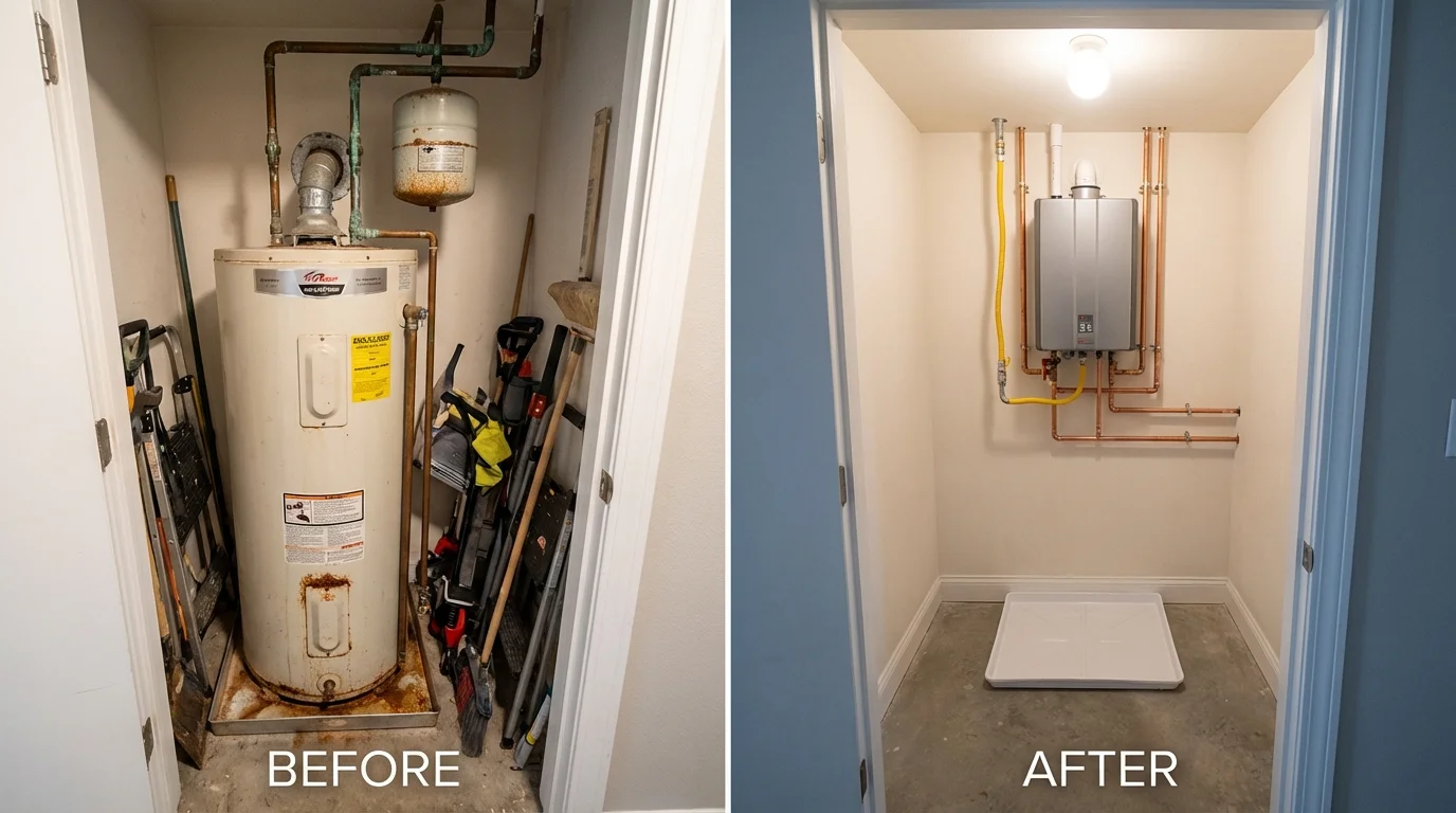 Tank water heater versus wall-mounted tankless unit comparison for Powder Springs, GA homeowners
