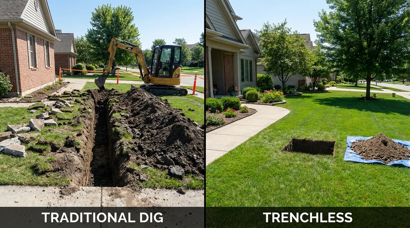 Trenchless sewer repair with minimal yard damage versus traditional excavation in Powder Springs, GA